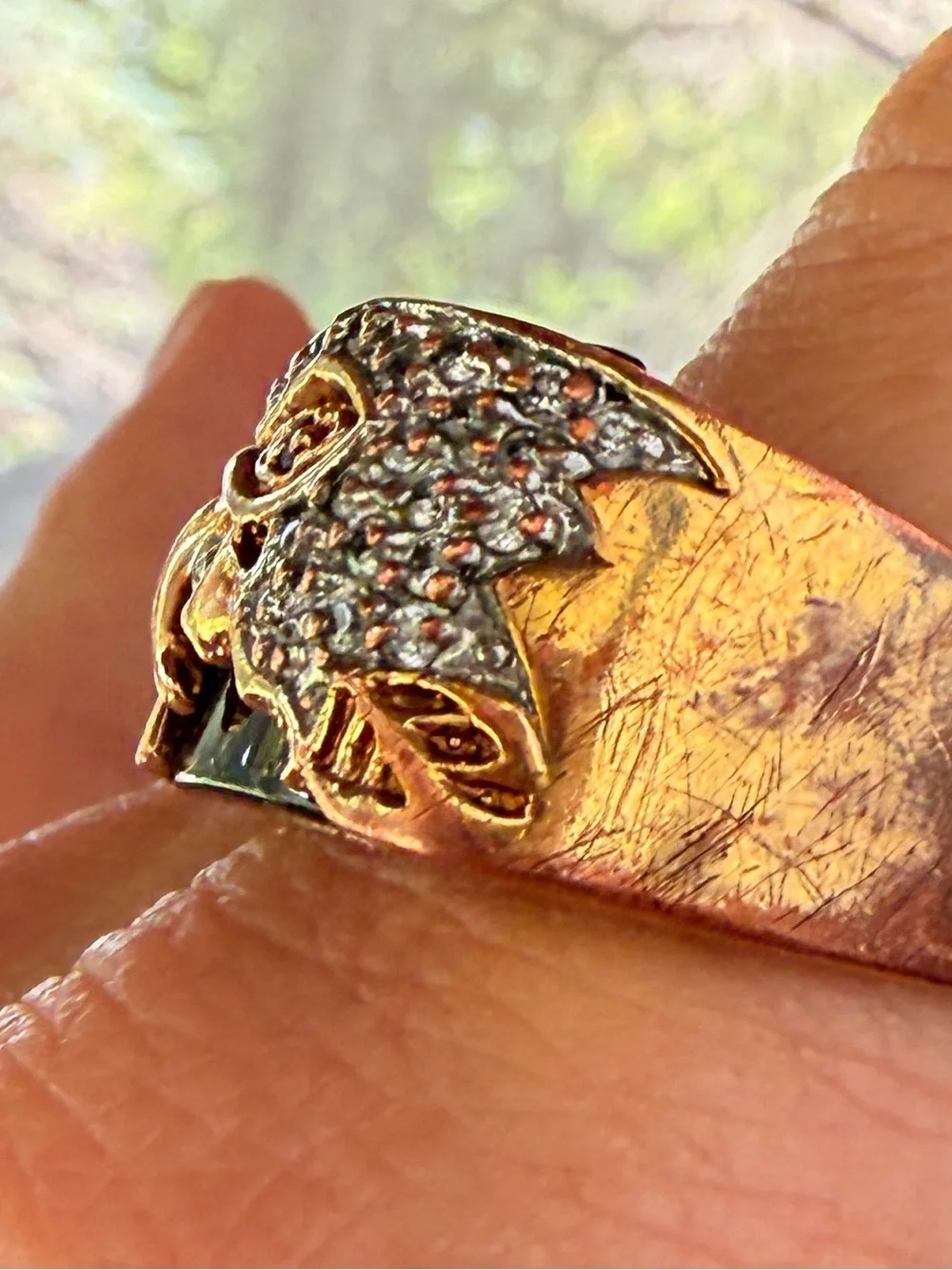Men's Vintage RSC Eagle Head Black Onyx Statement Ring